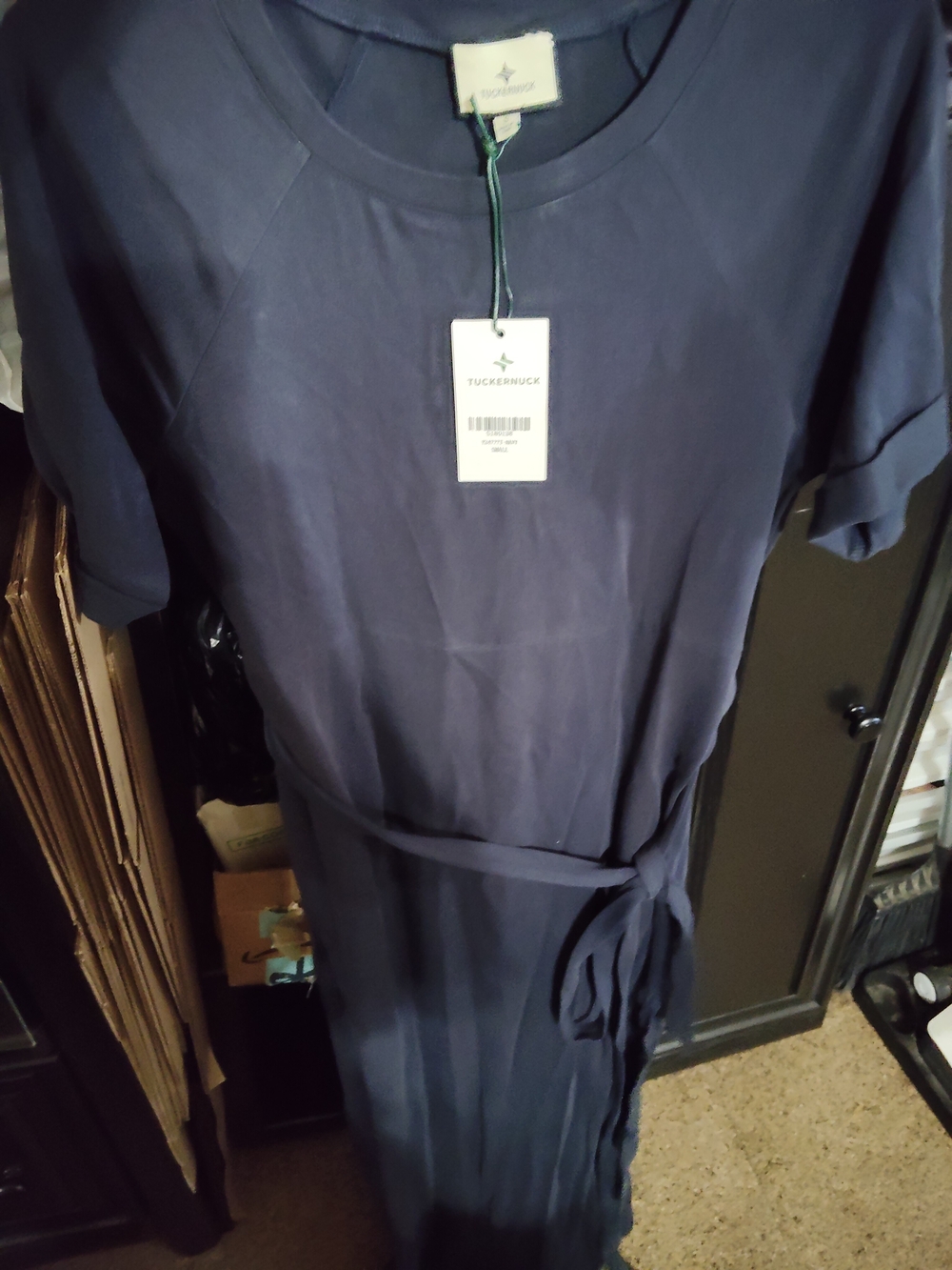 Tuckernuck Navy Short-Sleeve Belted Shirt Dress